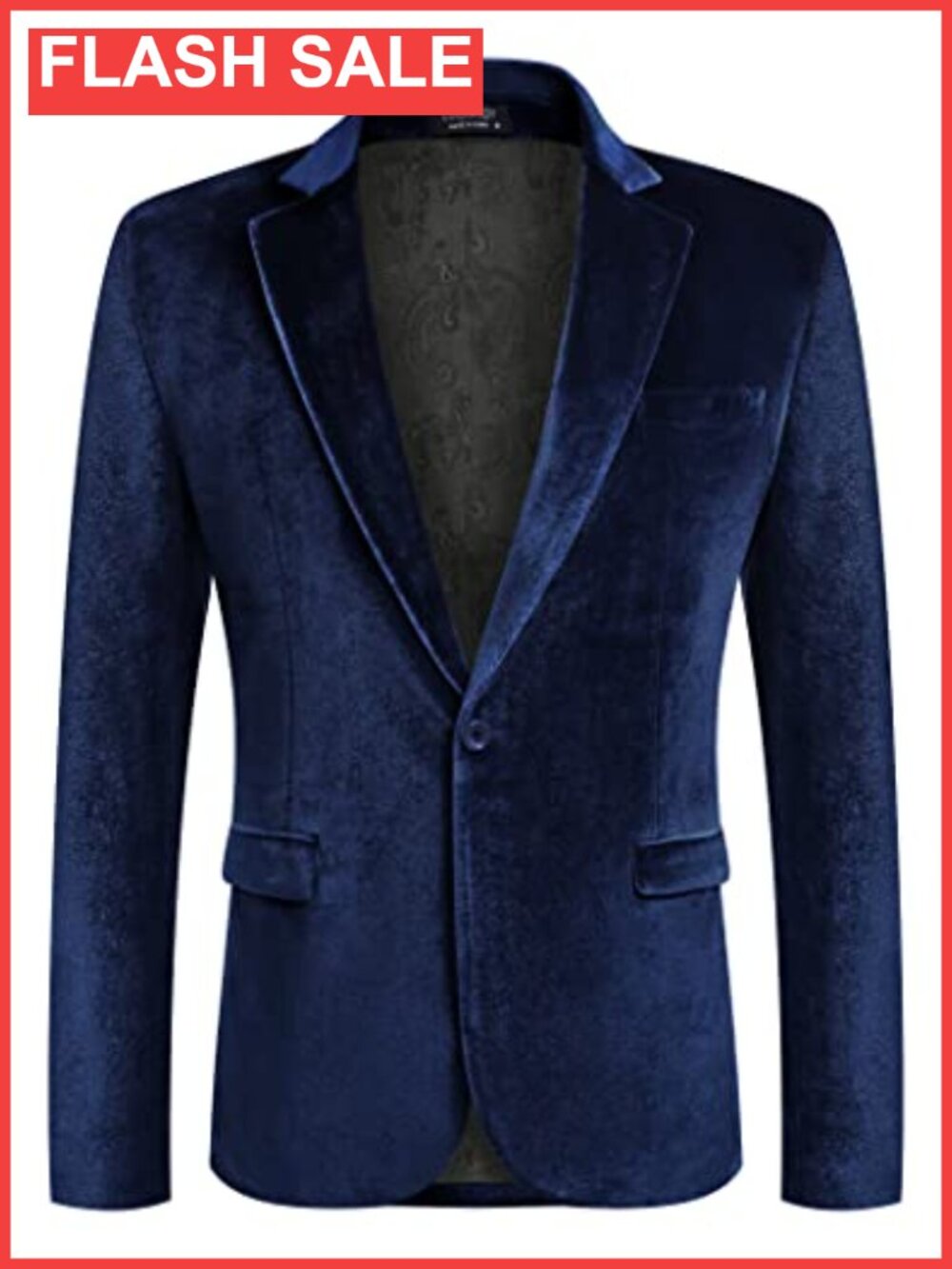 Men's Velvet Blazer Notched Lapel One Button Tuxedo Jacket